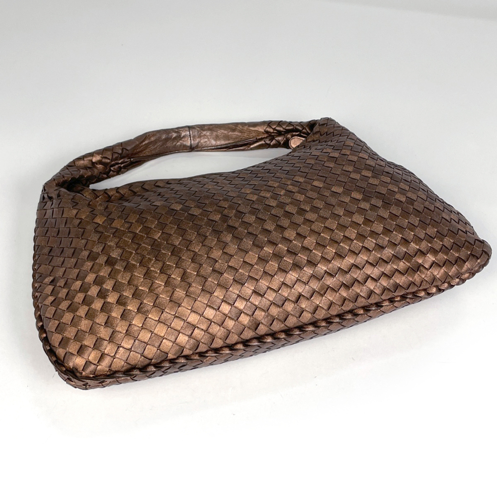 Bottega Veneta Intrecciato Shoulder Bag Hobo Handbag Leather Bronze Women's - Picture 2 of 7